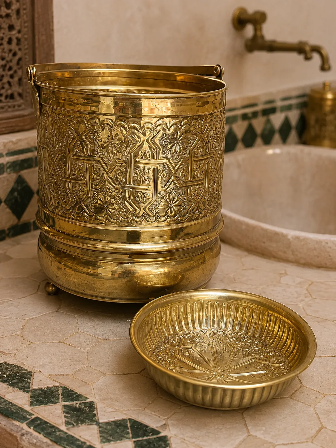 Boîte Mellah en cuivre jaune — petit modèle