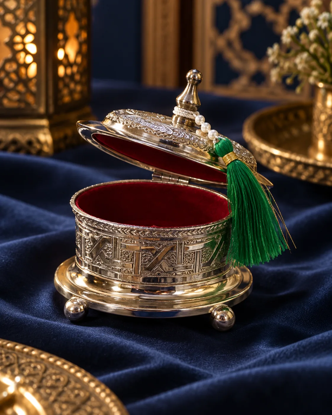 Boîte à bijoux Mellah en cuivre argenté