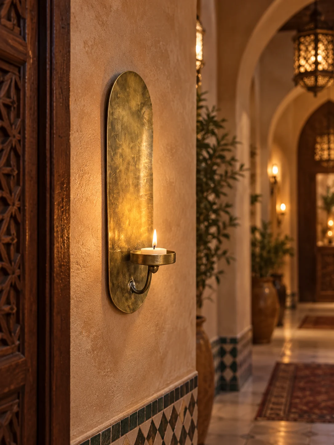 Entrée de riad avec bougeoir mural