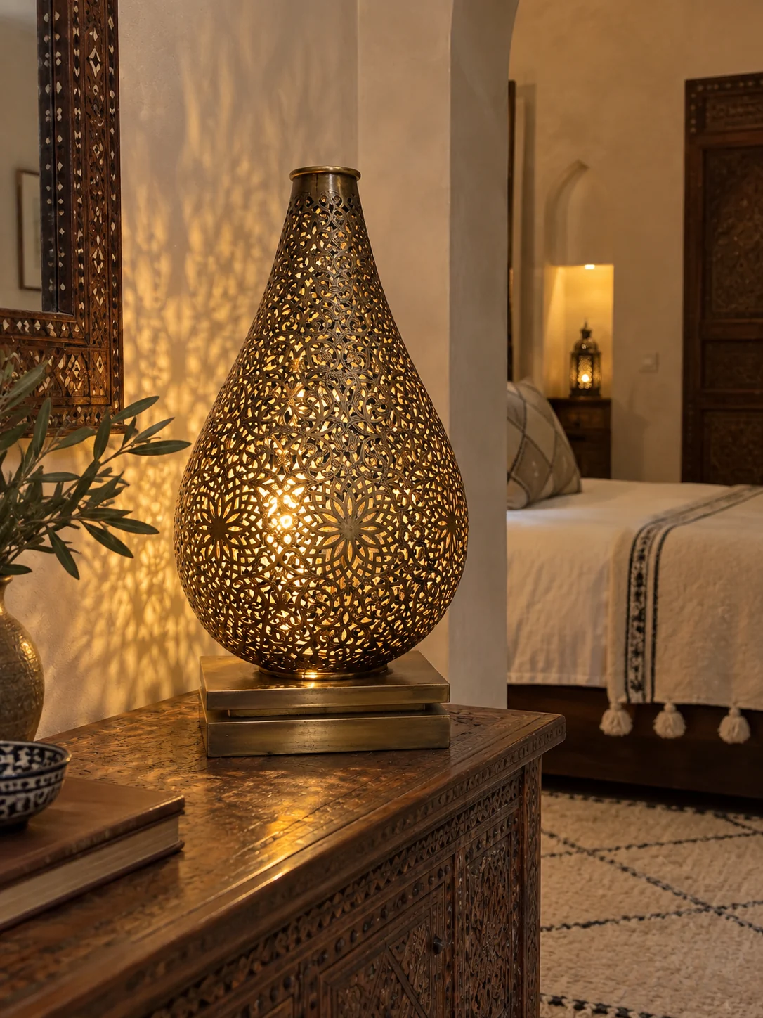 Lampe de table Chouara florale