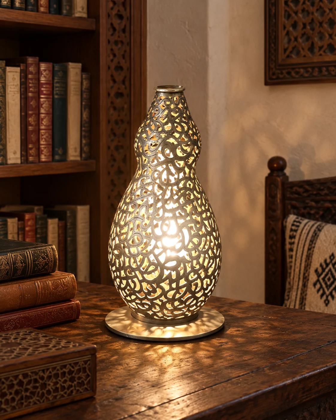 Lampe de table Chouara gourde en cuivre jaune