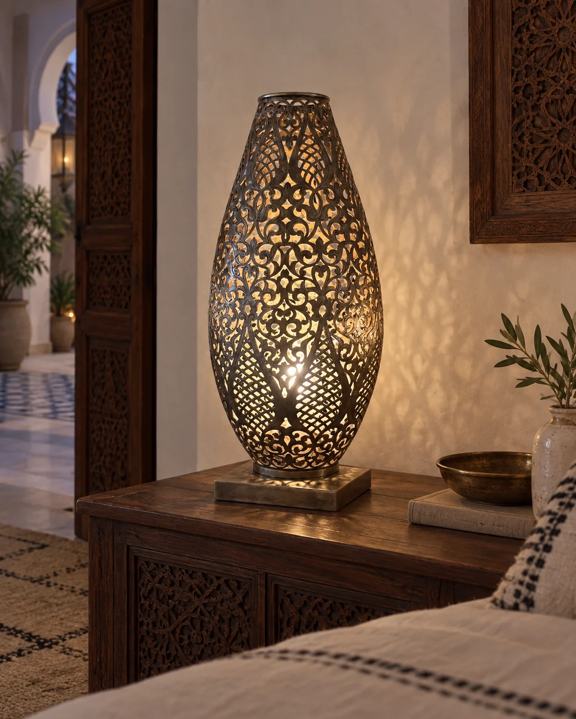 Lampe de table Chouara ovale à arabesque