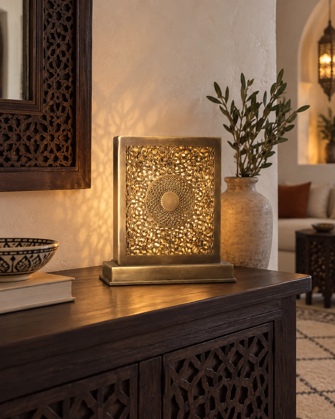 Lampe de table Ziat compacte en cuivre jaune