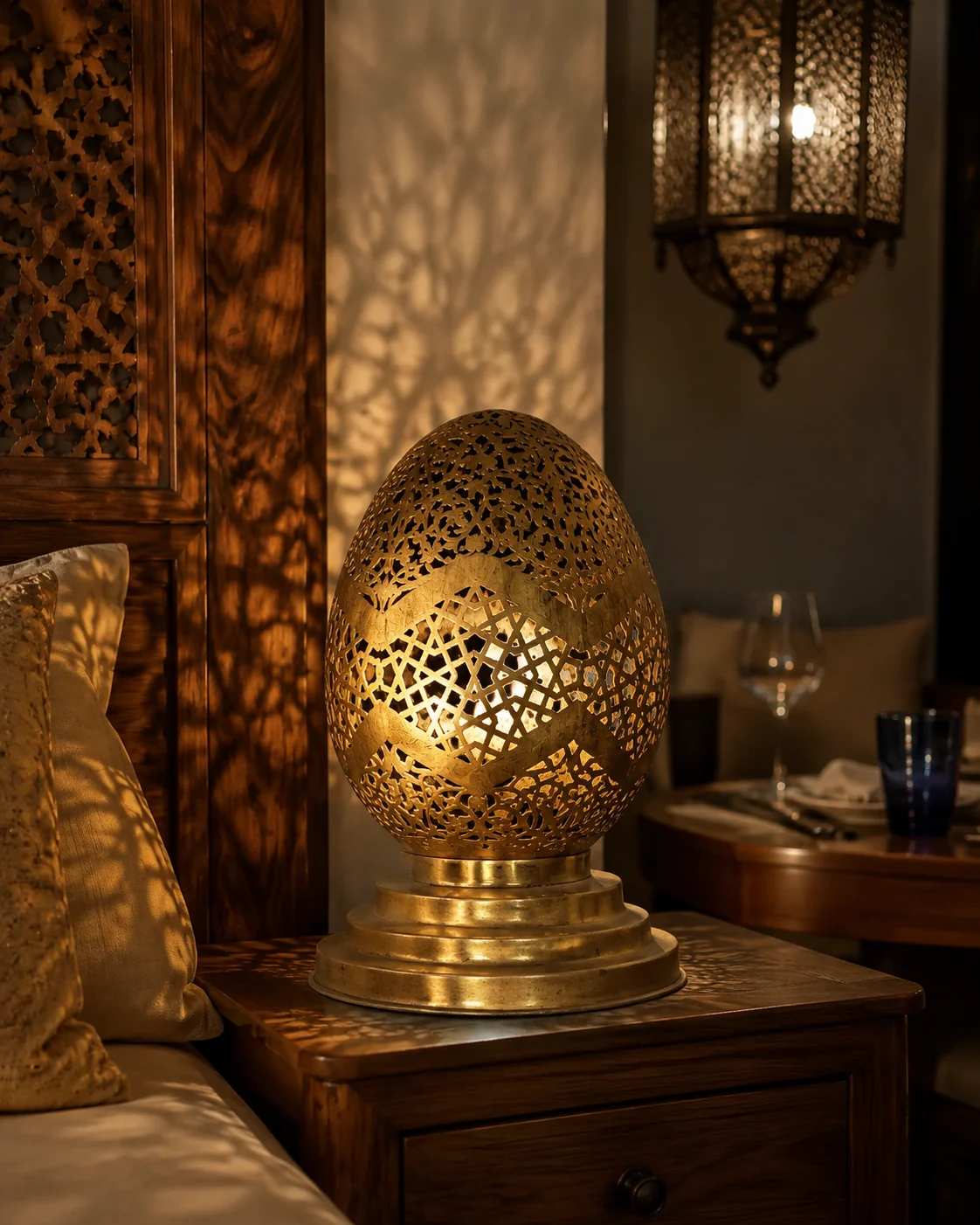 Lampe Zerhoun œuf en cuivre jaune