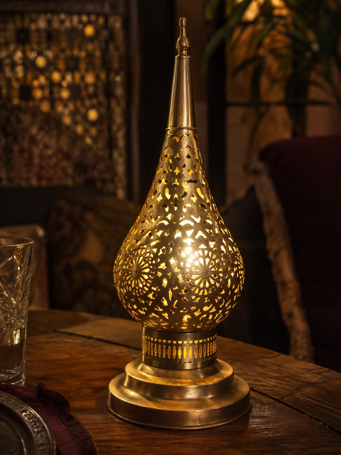 Lampe Zerhoun poire en cuivre jaune