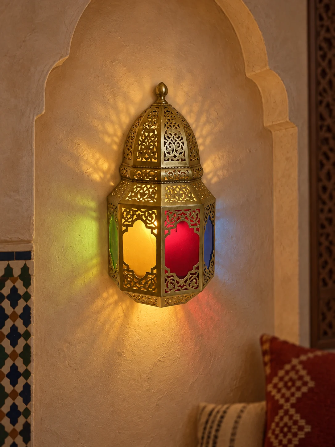 Lanterne murale Bab Guissa — verre coloré