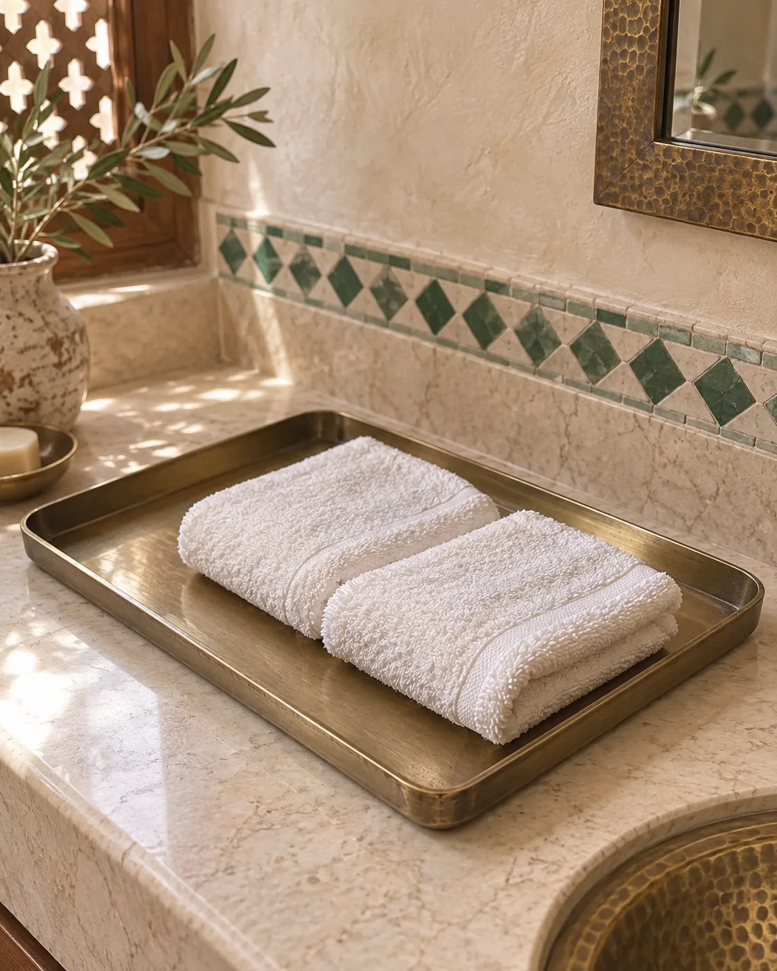 Plateau de toilette en cuivre — grand modèle