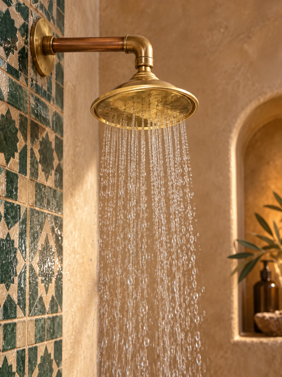 Pomme de douche en cuivre jaune — 10 cm