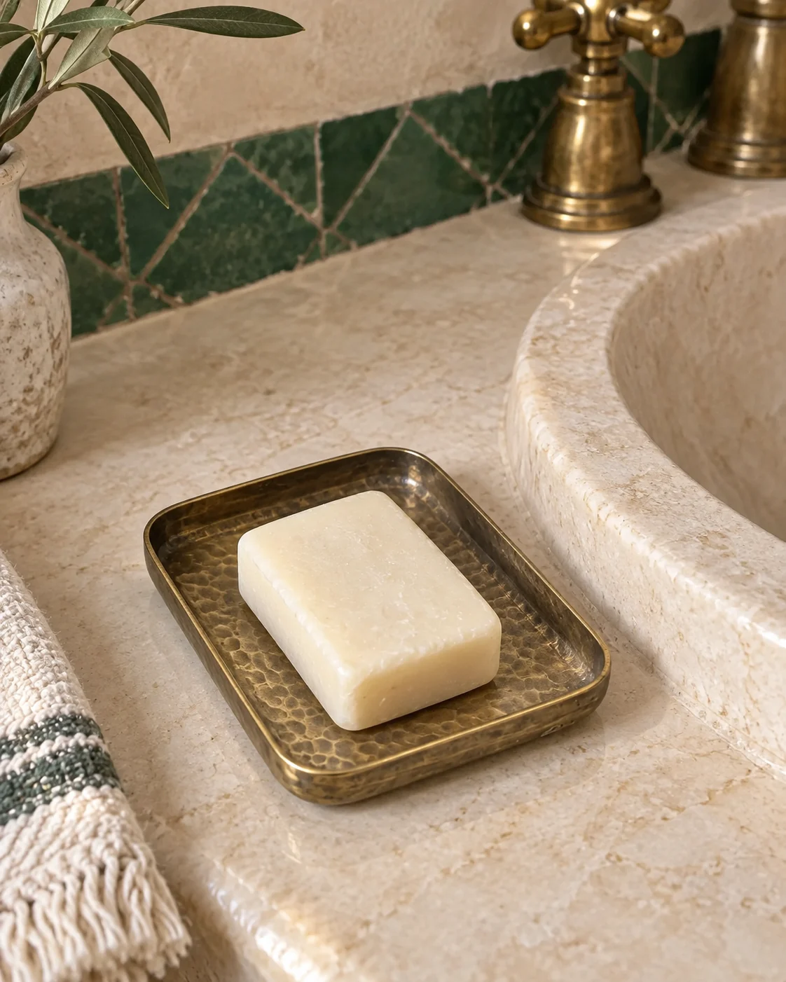 Porte-savon martelé en cuivre