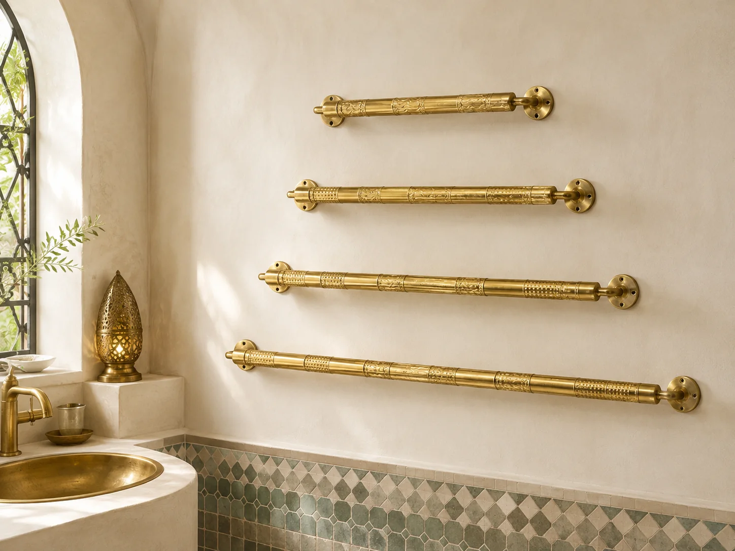 Porte-serviettes en cuivre jaune — quatre tailles