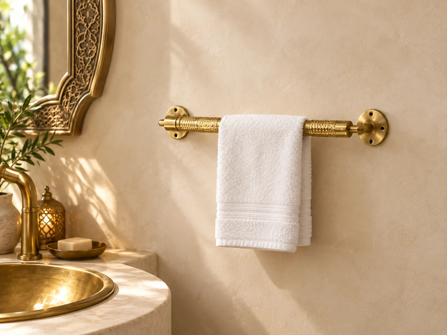 Porte-serviette en cuivre jaune — petit modèle