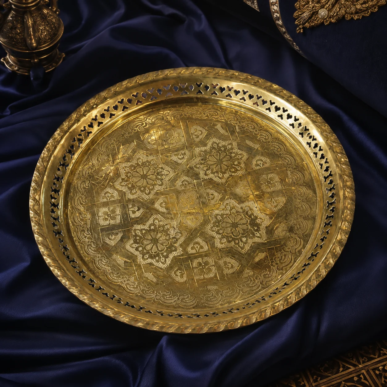 Sinia Attarine en cuivre jaune — 30 cm