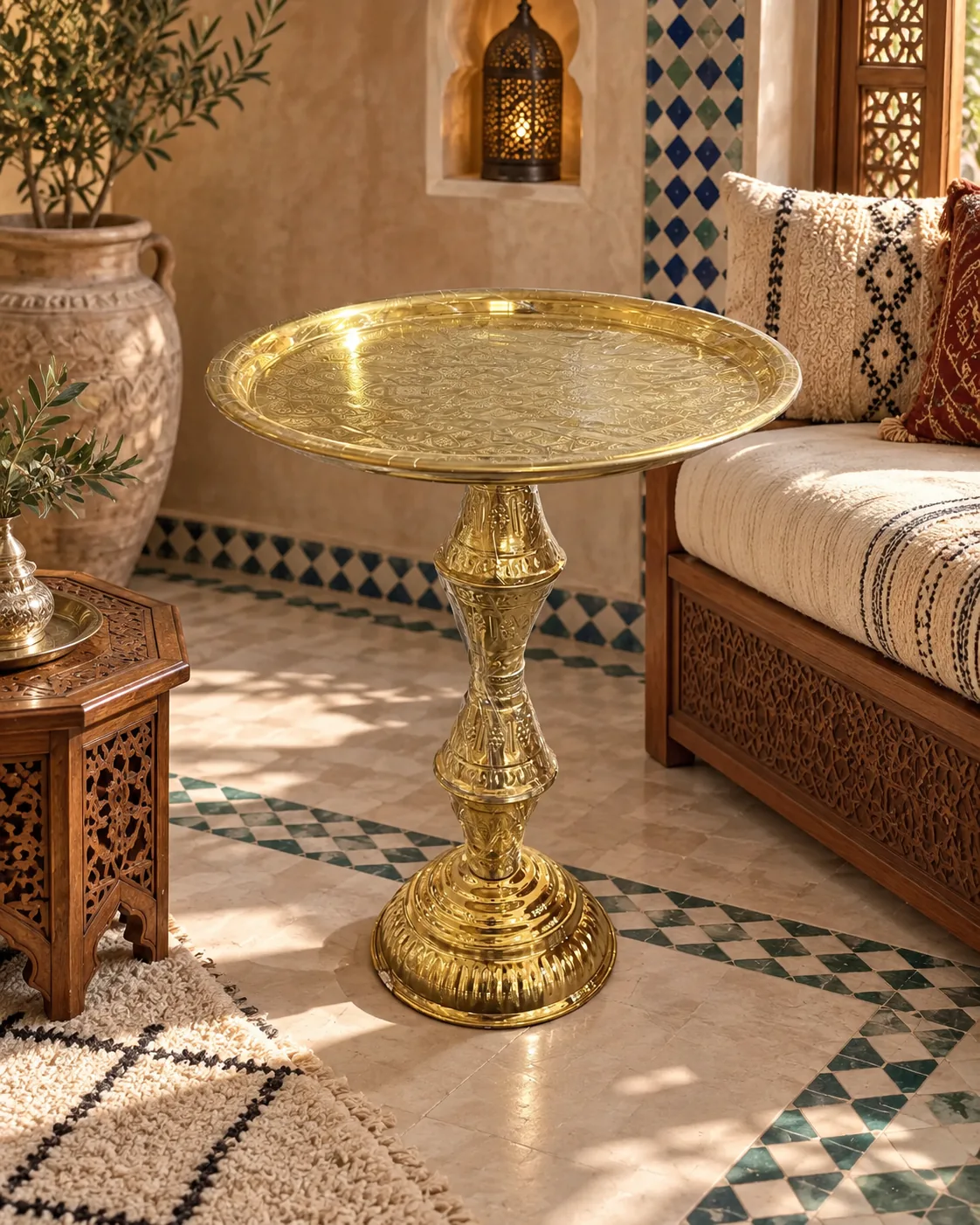 Tefour Talaa en cuivre jaune — 50 cm